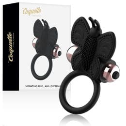 COQUETTE TOYS - COCK RING BUTTERFLY WITH VIBRATOR BLACK/ GOLD